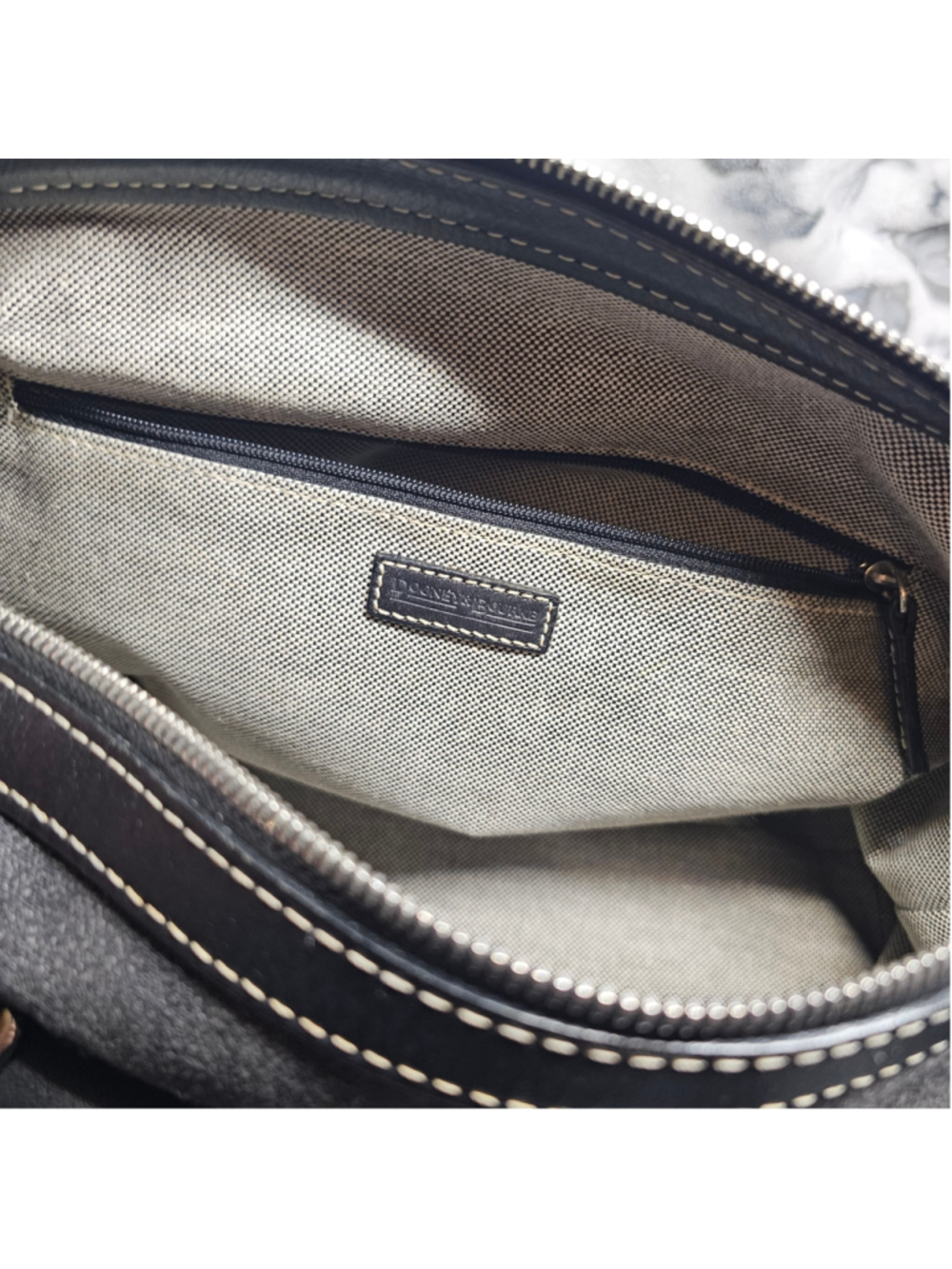 Dooney & Bourke Black Denim Monogram Canvas Leather Trim Shoulder Bag - Picture 10 of 11